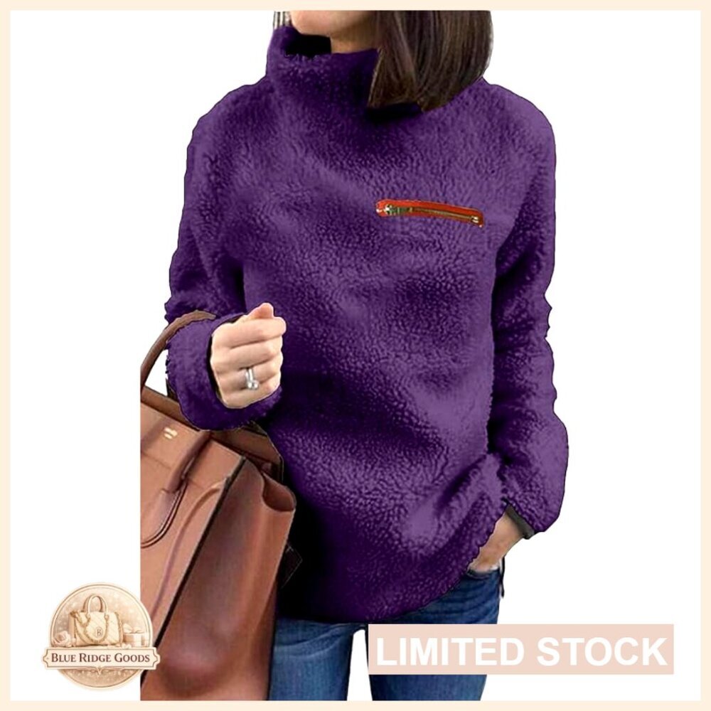 Sherpa Pullover Hoodie Fuzzy Sweatshirt Winter Warm Oversized Chic Casual Loose